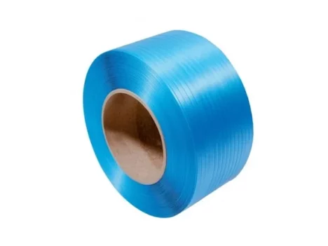 Feuillard textile fil à fil en polyester bleu 13mm x 400ml