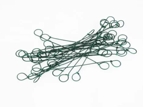 Lien à boucles plastifié vert Ø1.40mm longueur 14cm